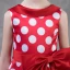 Chic / Beautiful Red Flower Girl Dresses 2018 A-Line / Princess Scoop Neck Sleeveless White Spotted Bow Sash Tea-length Ruffle Backless Wedding Party Dresses