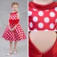 Chic / Beautiful Red Flower Girl Dresses 2018 A-Line / Princess Scoop Neck Sleeveless White Spotted Bow Sash Tea-length Ruffle Backless Wedding Party Dresses