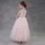 Chic / Beautiful Blushing Pink See-through Flower Girl Dresses 2018 A-Line / Princess Scoop Neck Sleeveless Appliques Lace Floor-Length / Long Ruffle Wedding Party Dresses