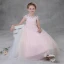 Chic / Beautiful Blushing Pink See-through Flower Girl Dresses 2018 A-Line / Princess Scoop Neck Sleeveless Appliques Lace Floor-Length / Long Ruffle Wedding Party Dresses