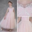 Chic / Beautiful Blushing Pink See-through Flower Girl Dresses 2018 A-Line / Princess Scoop Neck Sleeveless Appliques Lace Floor-Length / Long Ruffle Wedding Party Dresses