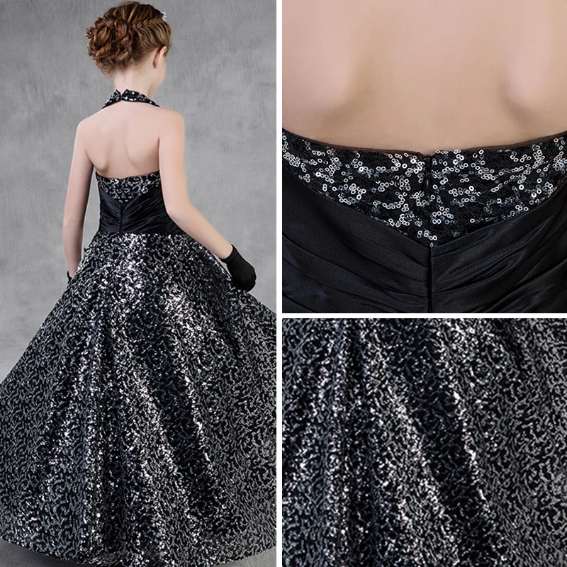 Robe De Soirée Enfant George XS (4/5 Ans) Noire à Paillettes Et Soutache - Idéale Pour Mariage, Noël
