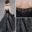Sparkly Black Sequins Flower Girl Dresses 2018 A-Line / Princess Halter Sleeveless Floor-Length / Long Ruffle Backless Wedding Party Dresses