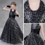Sparkly Black Sequins Flower Girl Dresses 2018 A-Line / Princess Halter Sleeveless Floor-Length / Long Ruffle Backless Wedding Party Dresses