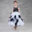 Amazing / Unique Black White See-through Flower Girl Dresses 2018 Ball Gown Scoop Neck Sleeveless Appliques Flower Tea-length Cascading Ruffles Wedding Party Dresses