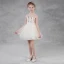Modern / Fashion Champagne See-through Summer Flower Girl Dresses 2018 A-Line / Princess Square Neckline Sleeveless Sequins Sash Short Ruffle Backless Wedding Party Dresses