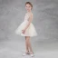 Modern / Fashion Champagne See-through Summer Flower Girl Dresses 2018 A-Line / Princess Square Neckline Sleeveless Sequins Sash Short Ruffle Backless Wedding Party Dresses