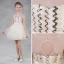 Modern / Fashion Champagne See-through Summer Flower Girl Dresses 2018 A-Line / Princess Square Neckline Sleeveless Sequins Sash Short Ruffle Backless Wedding Party Dresses