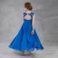 Simple Bleu Roi Chiffon Robe Ceremonie Fille 2018 Empire Percé Encolure Dégagée Manches Courtes Sans Manches Perlage Paillettes Longue Volants Dos Nu Robe Pour Mariage
