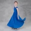 Simple Bleu Roi Chiffon Robe Ceremonie Fille 2018 Empire Percé Encolure Dégagée Manches Courtes Sans Manches Perlage Paillettes Longue Volants Dos Nu Robe Pour Mariage