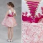 Modern / Fashion Candy Pink Organza Summer Flower Girl Dresses 2018 A-Line / Princess See-through Scoop Neck Sleeveless Appliques Lace Sash Short Cascading Ruffles Backless Wedding Party Dresses