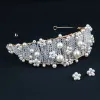 Chic / Beautiful Gold Tiara Earrings Bridal Jewelry 2020 Alloy Pearl Crystal Wedding Accessories