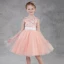 Chic / Beautiful Pearl Pink Flower Girl Dresses 2018 A-Line / Princess Scoop Neck Sleeveless Appliques Lace Sash Short Ruffle Wedding Party Dresses
