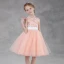 Chic / Beautiful Pearl Pink Flower Girl Dresses 2018 A-Line / Princess Scoop Neck Sleeveless Appliques Lace Sash Short Ruffle Wedding Party Dresses