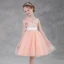 Chic / Beautiful Pearl Pink Flower Girl Dresses 2018 A-Line / Princess Scoop Neck Sleeveless Appliques Lace Sash Short Ruffle Wedding Party Dresses