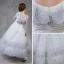Chic / Beautiful Silver Flower Girl Dresses 2018 A-Line / Princess Scoop Neck 3/4 Sleeve Appliques Lace Flower Sash Floor-Length / Long Ruffle Wedding Party Dresses