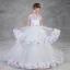 Flower Fairy White Flower Girl Dresses 2018 A-Line / Princess See-through Scoop Neck Sleeveless Appliques Flower Rhinestone Court Train Ruffle Wedding Party Dresses