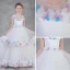 Flower Fairy White Flower Girl Dresses 2018 A-Line / Princess See-through Scoop Neck Sleeveless Appliques Flower Rhinestone Court Train Ruffle Wedding Party Dresses