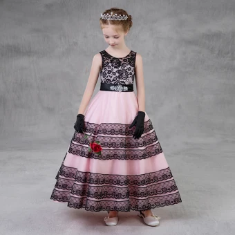 Chic Beautiful Black Candy Pink Flower Girl Dresses 2018 A Line Princess Scoop Neck Sleeveless Rhinestone Sash Ankle Length Ruffle Wedding Party Dresses