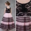 Chic / Beautiful Black Candy Pink Flower Girl Dresses 2018 A-Line / Princess Scoop Neck Sleeveless Rhinestone Sash Ankle Length Ruffle Wedding Party Dresses