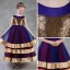 Colored Gold Royal Blue Burgundy Flower Girl Dresses 2018 A-Line / Princess Scoop Neck Sleeveless Sequins Ankle Length Ruffle Wedding Party Dresses
