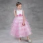 Chic / Beautiful Candy Pink Flower Girl Dresses 2018 A-Line / Princess Scoop Neck Sleeveless Flower Sash Ankle Length Cascading Ruffles Wedding Party Dresses