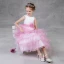 Chic / Beautiful Candy Pink Flower Girl Dresses 2018 A-Line / Princess Scoop Neck Sleeveless Flower Sash Ankle Length Cascading Ruffles Wedding Party Dresses