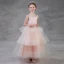 Chic / Beautiful Pearl Pink Flower Girl Dresses 2018 A-Line / Princess Scoop Neck Sleeveless Appliques Flower Pearl Beading Bow Sash Floor-Length / Long Backless Cascading Ruffles Wedding Party Dresses