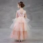 Chic / Beautiful Pearl Pink Flower Girl Dresses 2018 A-Line / Princess Scoop Neck Sleeveless Appliques Flower Pearl Beading Bow Sash Floor-Length / Long Backless Cascading Ruffles Wedding Party Dresses