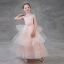 Chic / Beautiful Pearl Pink Flower Girl Dresses 2018 A-Line / Princess Scoop Neck Sleeveless Appliques Flower Pearl Beading Bow Sash Floor-Length / Long Backless Cascading Ruffles Wedding Party Dresses