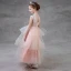 Chic / Beautiful Pearl Pink Flower Girl Dresses 2018 A-Line / Princess Scoop Neck Sleeveless Appliques Flower Pearl Beading Bow Sash Floor-Length / Long Backless Cascading Ruffles Wedding Party Dresses