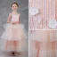 Chic / Beautiful Pearl Pink Flower Girl Dresses 2018 A-Line / Princess Scoop Neck Sleeveless Appliques Flower Pearl Beading Bow Sash Floor-Length / Long Backless Cascading Ruffles Wedding Party Dresses