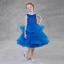 Modest / Simple Royal Blue Glitter Flower Girl Dresses 2018 A-Line / Princess Scoop Neck Sleeveless Tea-length Cascading Ruffles Puffy Wedding Party Dresses