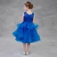 Modest / Simple Royal Blue Glitter Flower Girl Dresses 2018 A-Line / Princess Scoop Neck Sleeveless Tea-length Cascading Ruffles Puffy Wedding Party Dresses