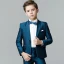 Enkla Bläck Blå Långärmad Boys Wedding Suits 2018