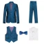 Enkla Bläck Blå Långärmad Boys Wedding Suits 2018
