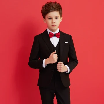 Modest Simple Red Tie Black Boys Wedding Suits 2018