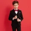 Modest / Simple Red Tie Black Boys Wedding Suits 2018