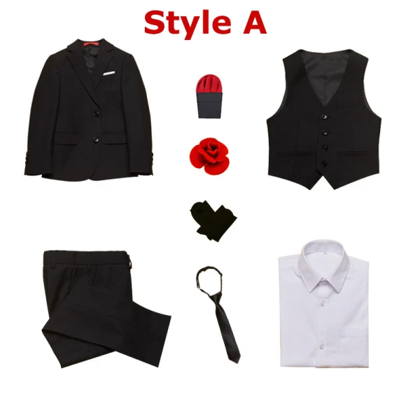 Modest / Simple Red Tie Black Boys Wedding Suits 2018