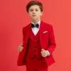 Modest / Simple Black Tie Red Boys Wedding Suits 2018