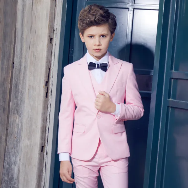 Modest / Simple Navy Blue Tie Blushing Pink Boys Wedding Suits 2018