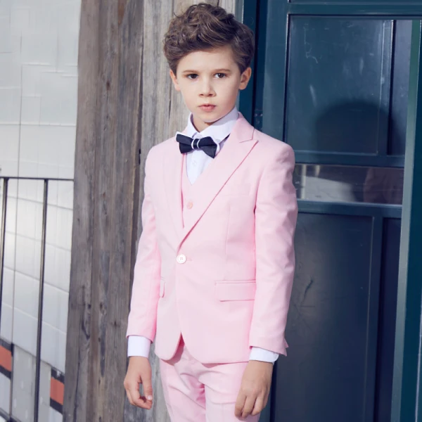 Modest / Simple Navy Blue Tie Blushing Pink Boys Wedding Suits 2018