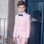 Modest / Simple Navy Blue Tie Blushing Pink Boys Wedding Suits 2018