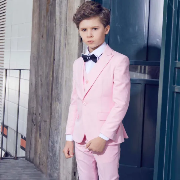 Modest / Simple Navy Blue Tie Blushing Pink Boys Wedding Suits 2018