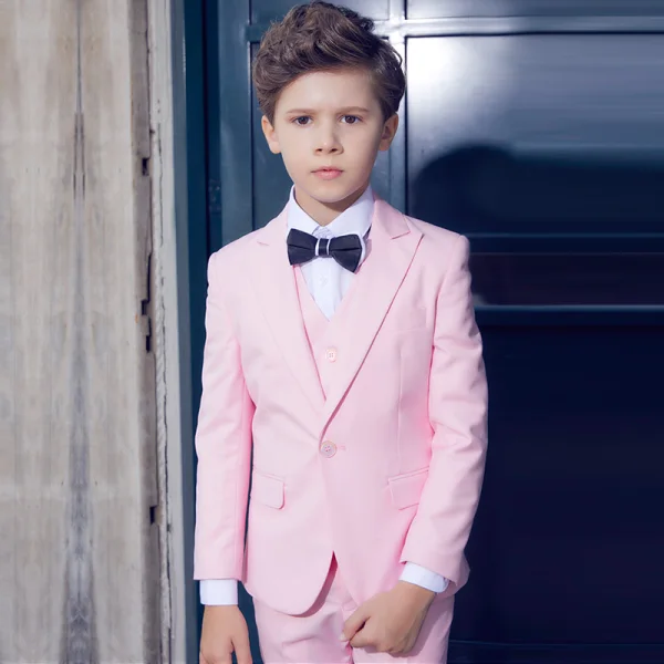 Modest / Simple Navy Blue Tie Blushing Pink Boys Wedding Suits 2018