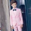 Modest / Simple Navy Blue Tie Blushing Pink Boys Wedding Suits 2018