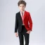Unique Rayé Cravate Noire Rouge Costumes De Mariage pour garçons 2018