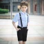 Modest / Simple Short Sleeve Shirt Black Tie Summer Boys Wedding Suits 2018