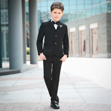 Enkel Svart Langermede Boys Wedding Suits 2018
