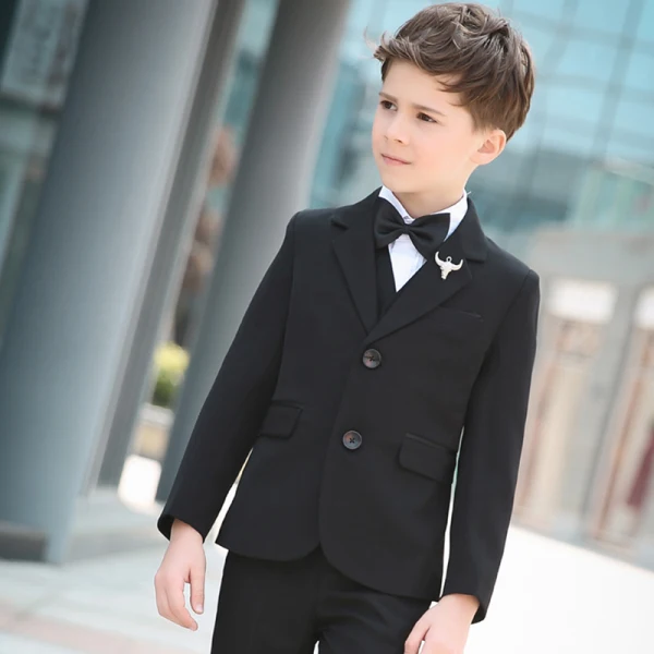 Modest / Simple Black Long Sleeve Boys Wedding Suits 2018